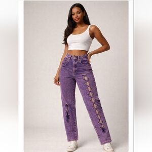 Vintage Stefano International Lace-Up Jeans • Size 6 • Rare Statement Denim